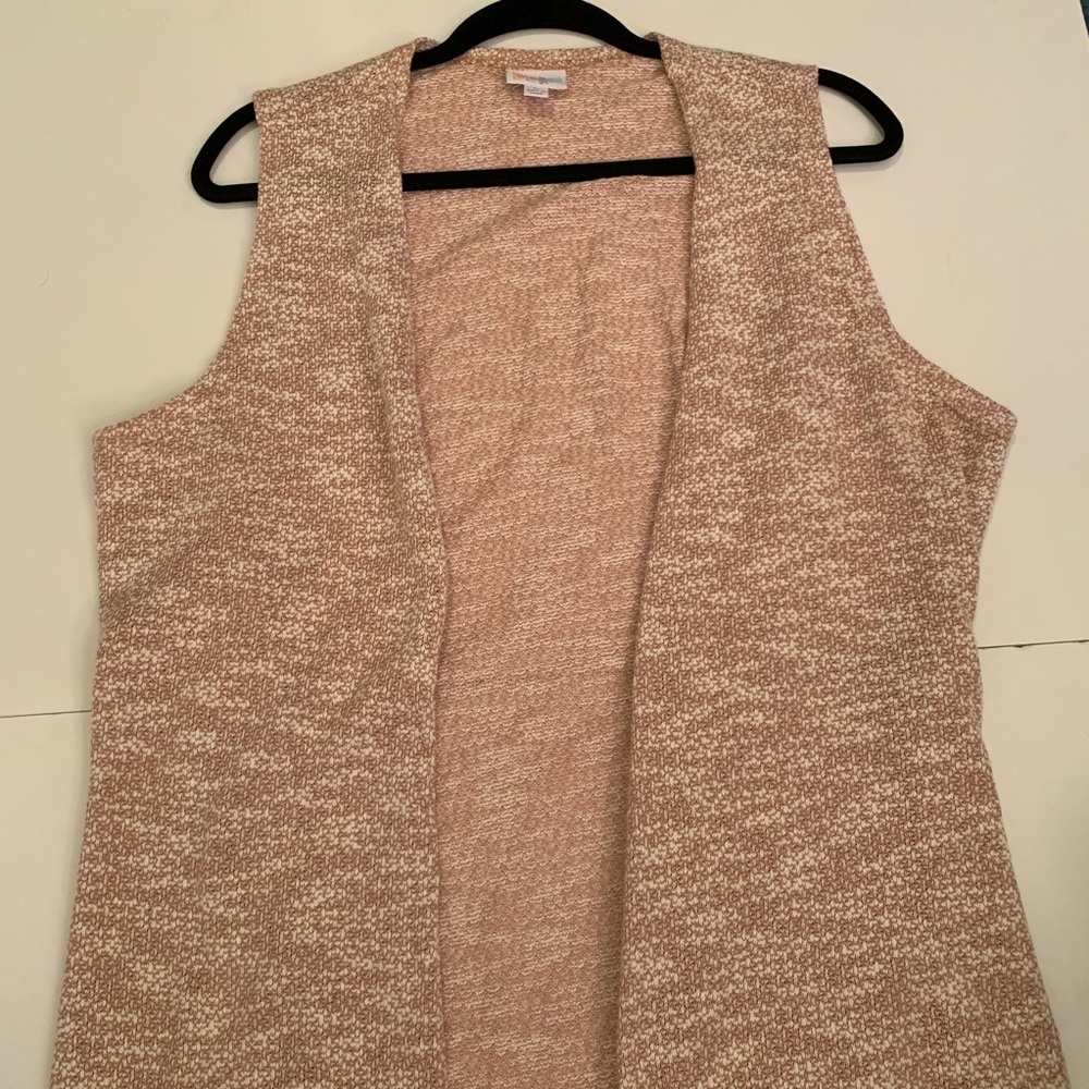 Lularoe Joy Beige and Cream Sweater L
